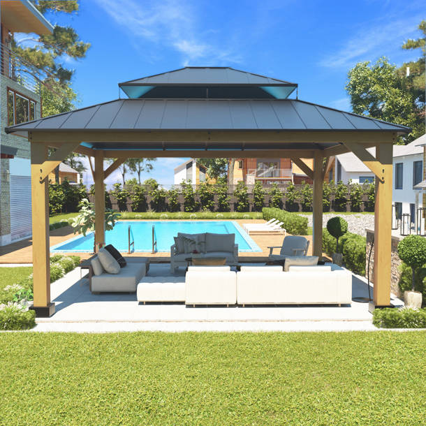 Sunjoy 12 ft. W x 10 ft. D Solid Wood Patio Gazebo & Reviews Wayfair